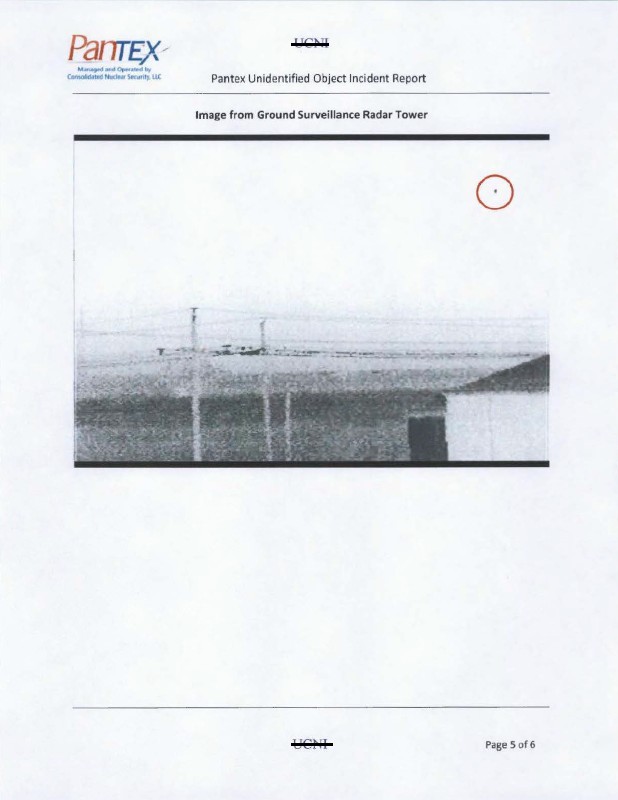 DOE-UAP-D005, Pantex Unidentified Object Incident Report, 2015