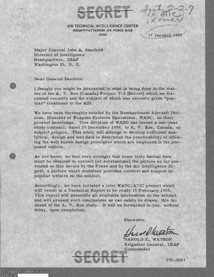 DOW-UAP-D095, Joint U.S.-Canadian Aviation Projects and UFO Sighting Reports, 1954-1955