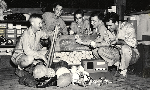 Baseball equipment delivered to soldiers