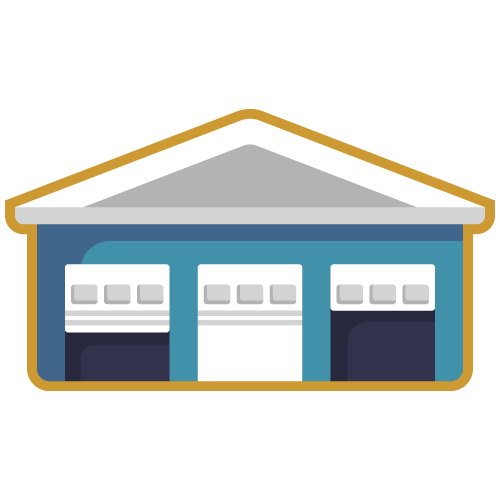 Icon of a blue hangar 