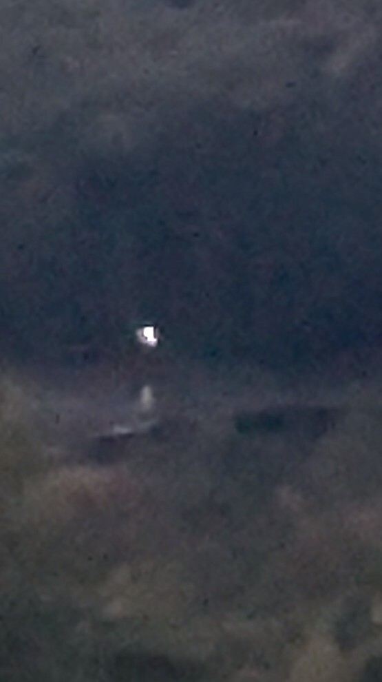 A still image extracted from a video featuring a ball of light over a pond.
