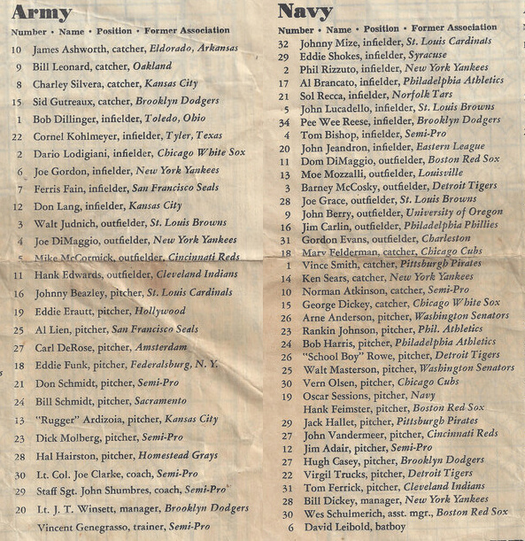 Army and Navy rosters