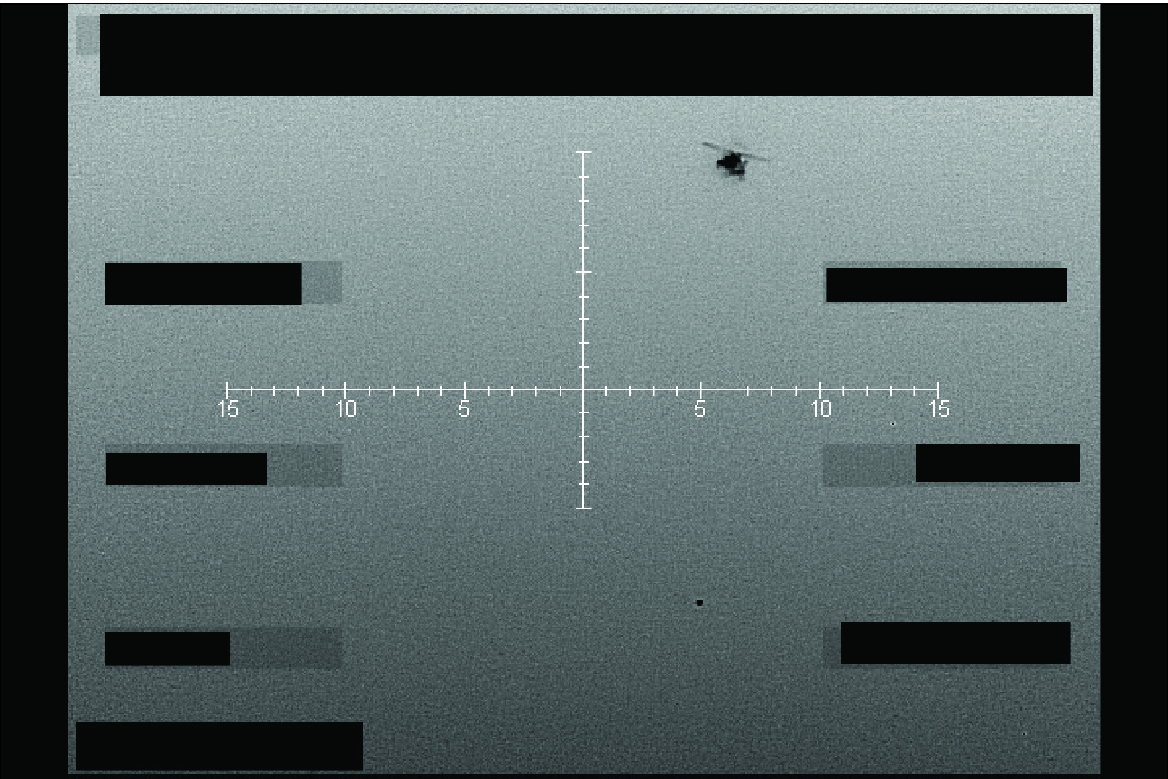 nfrared still image (black hot) captured of unidentified object below helicopter over western United States in September of 2025.